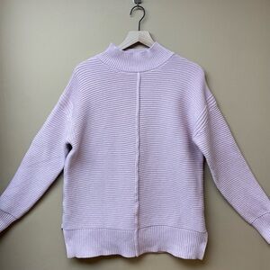 Evereve Foster Ribbed Knit Turtleneck Sweater Light Pink (M) Cozy Minimalist